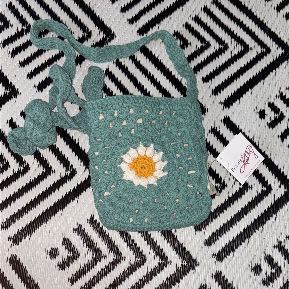 Handcrafted Green Daisy Crochet Bag